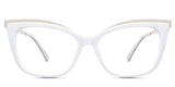 Lyric eyeglasses in the white variant - it's a cat-eye-shaped frame in color white.
