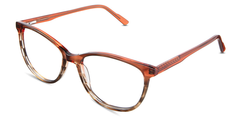 Maggie eyeglasses in the auburn variant - have built-in nose pads.
