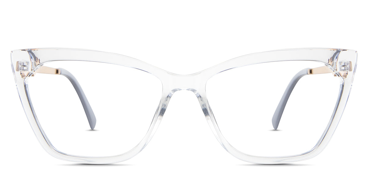 Malia eyeglasses in the crystal variant - it's a full-rimmed acetate frame in crystal color.