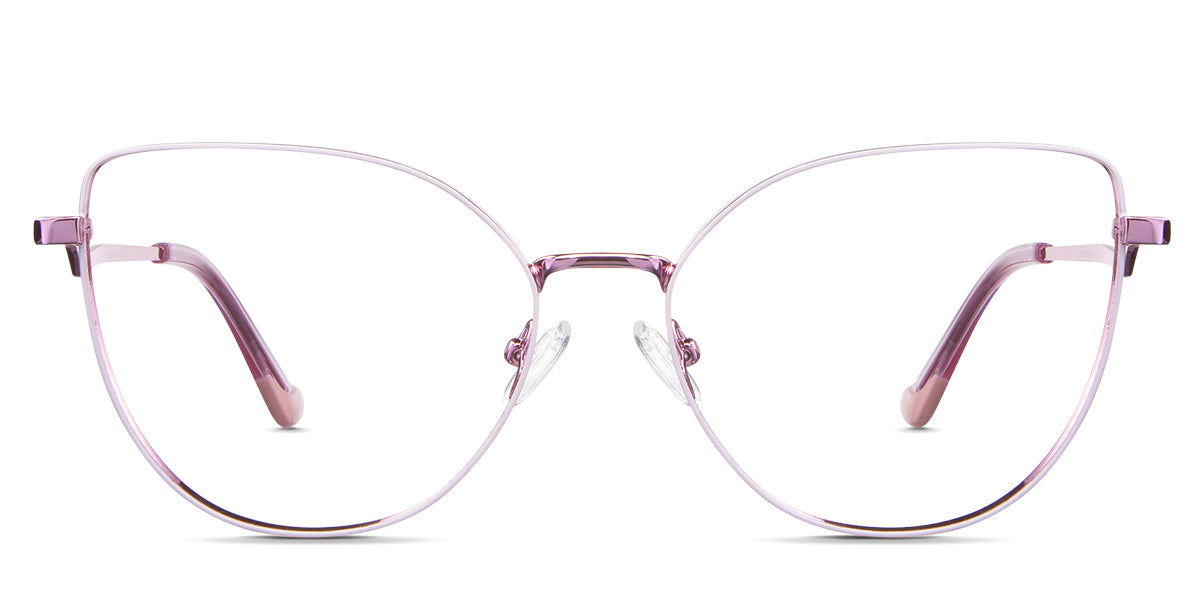 Margo eyeglasses in the lotus variant - it's a cat-eye-shaped frame in color white and pink.
