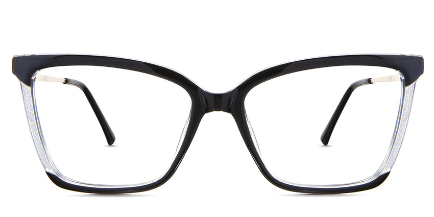 Maylee eyeglasses in the stargaze variant - it's a square frame with a touch of cat-eye at the end piece.