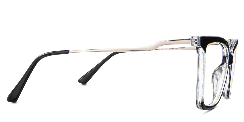 Maylee eyeglasses in the stargaze variant - have a combination of metal and acetate temples.