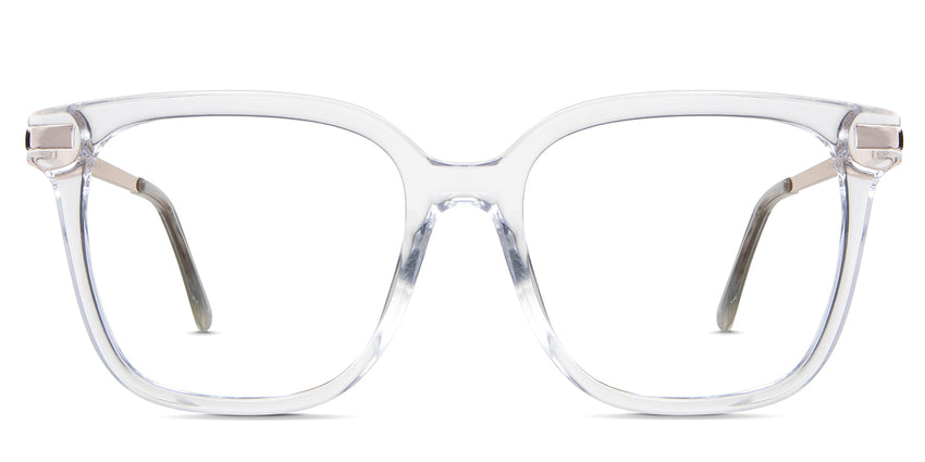 Mick eyeglasses in the goshenite  variant - it's a square frame in crystal and gold color.