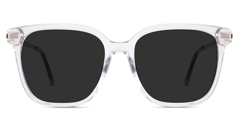 Mick black tinted Standard Solid in the Goshenite variant - it's a square frame with a narrow-width nose bridge and a metal temple arm.