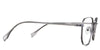 Miko eyeglasses in the antique variant - it has a two-tone acetate arm with a light gray temple arm and dark temple tip.
