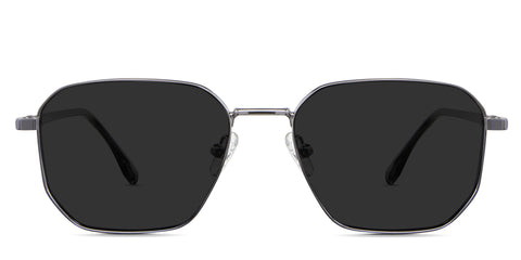 Miko black tinted  Standard Solid sunglasses in the antique variant - is a metal rectangular geometric frame with a clear nose pad and a two-tone acetate arm.