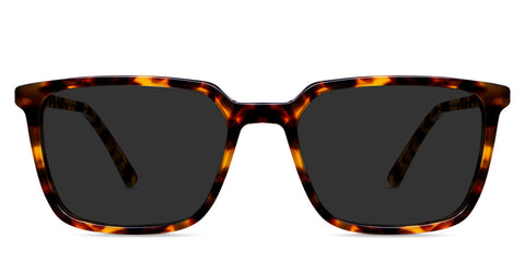 Lewis black tinted Standard Solid in the delaney variant - a rectangular tortoise frame with a thinner rim and a slimmer temple arm with regular size temple tips.