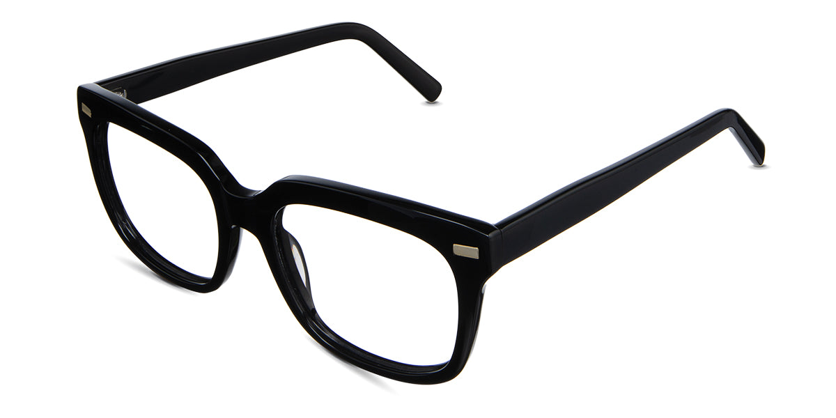 Mun Eyeglasses in midnight variant - it has a clear acetate nose pad.