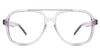 Myla Eyeglasses in the verbena variant - it's a medium overall size frame with a narrow nosebridge.