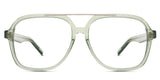 Myla Eyeglasses in the cade variant - it's a full-rimmed acetate frame with a gold metal bar on top of the rim.