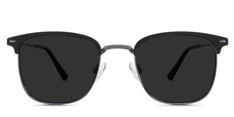 Nelson black tinted Standard Solid in the Koko variant - it's a square frame with adjustable nose pads and has a combination of metal arm and acetate tips.