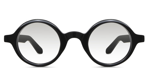 Naxo black tinted Gradient sunglasses in the midnight variant - it's a round frame with a U-shape nose bridge.