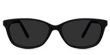 Nia black tinted Standard Solid sunglasses in the midnight variant - it's a narrow rectangular, oval frame with a built-in nose pad.