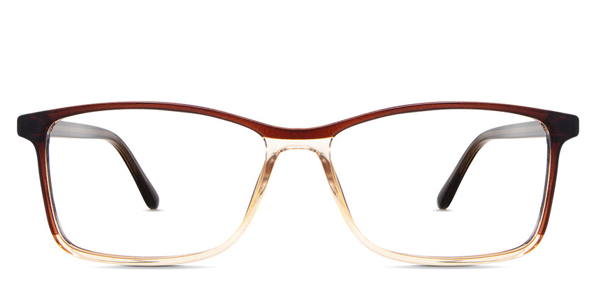 Nick eyeglasses in the mongoose variant - it's a rectangular shape frame in color purple fade.
