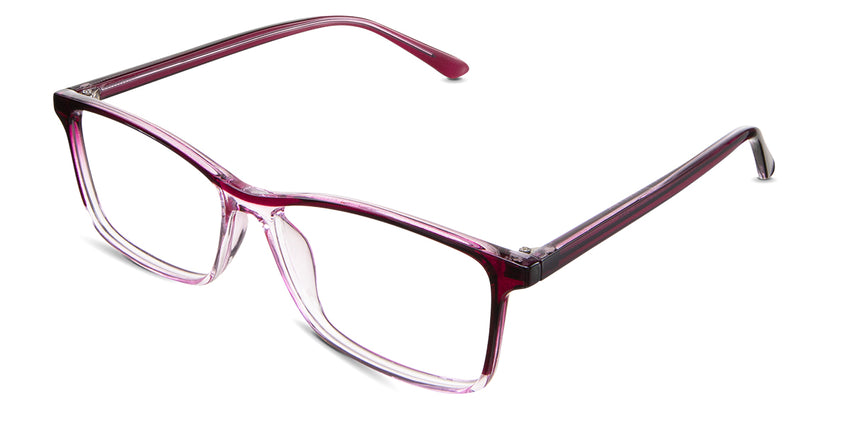 Nick eyeglasses in the sugilite variant - have built-in nose pads.