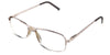 Niral eyeglasses in the gold variant - have two bar metal temples.