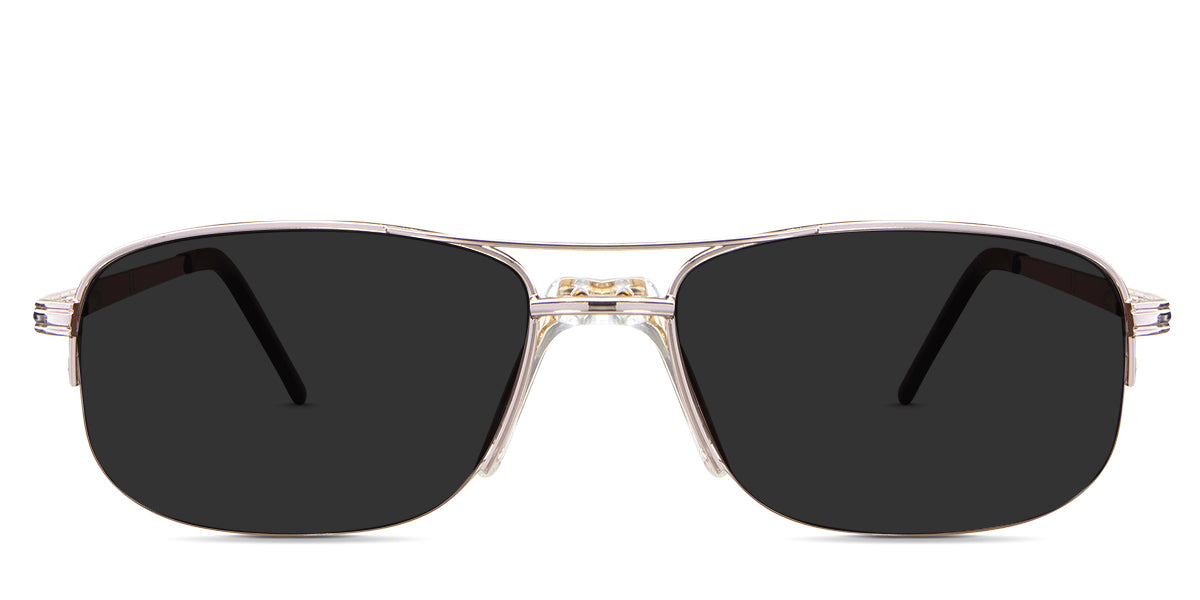 Niral gray Polarized in the Gold variant - It's a half-rimmed rectangular frame with two bar metal temples and a slim temple arm.
