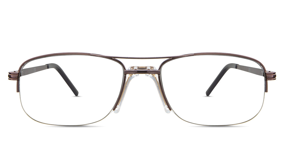 Niral eyeglasses in the pekan variant - is an aviator-shaped frame in brown.