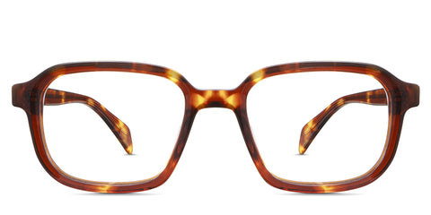 Niro eyeglasses in the cinnamon variant - it's a rectangular thin frame in tortoise color. best seller