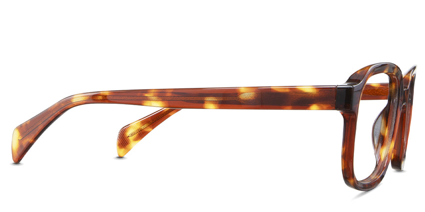 Niro eyeglasses in the cinnamon variant - have a brown, golden brown, dark brown, and vivid yellow color.
