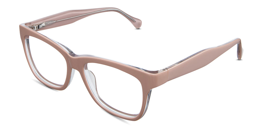 Nyla Eyeglasses in salmon variant - it's a cat-eye aceteframe in beige pink color. 
