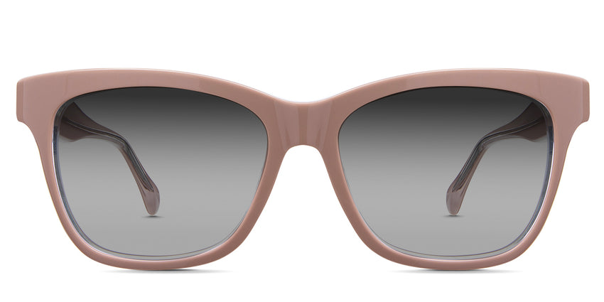 Nyla black tinted Gradient sunglasses in salmon variant - is a cat-eye frame with built-in nose pad and broad temple arms.