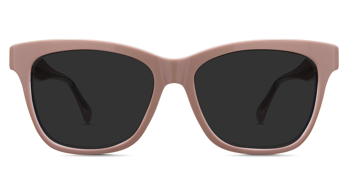 Nyla black tinted Standard Solid sunglasses in daisy variant - is an acetete frame with 52mm width. It has U-shaped nose bridge and 145mm temple arms.