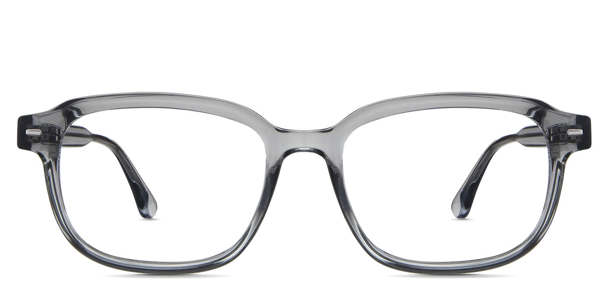 Oberon eyeglasses in the sere variant - it's a rectangular frame with an extended end piece.