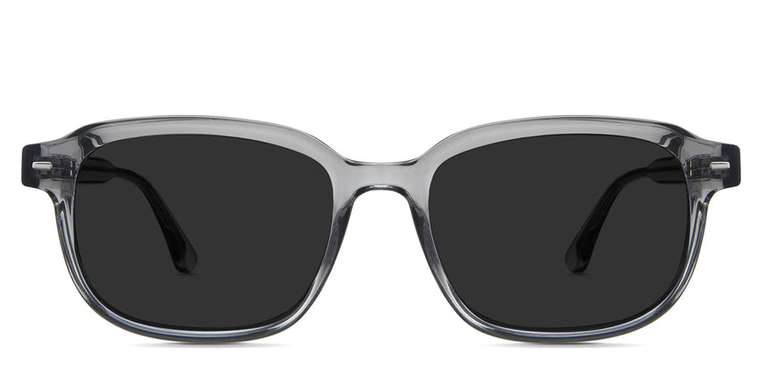 Oberon Black Sunglasses Standard Solid in the Sere variant - it's a rectangular transparent frame with an extended end piece and a U-shaped nose bridge.