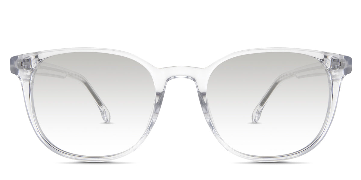 Olin black tinted Gradient sunglasses in the cloudsea variant - it's a transparent round frame with a high nose bridge.