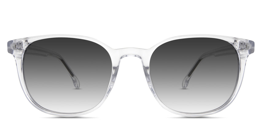Olin black tinted Gradient sunglasses in the cloudsea variant - it's a transparent round frame with a high nose bridge.