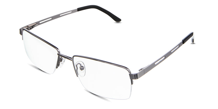 Osage Eyeglasses in the gainsboro variant - have an adjustable clear nose pad.