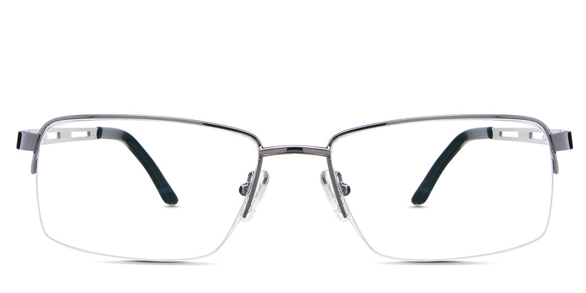 Osage Eyeglasses in gainsboro variant - it's a half-rimmed frame in color gunmetal.
