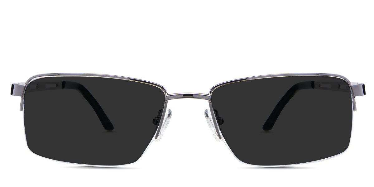 Osage Black Sunglasses Standard Solid in the gainsboro variant - it's a half-rimmed frame with an adjustable nose pad and a 140mm temple arm length.