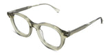 Osiri eyeglasses in the prasine variant - have a thin temple arm with model and size imprints inside.