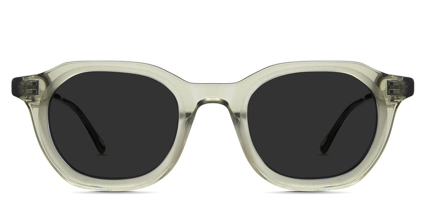 Osiri Black tinted Standard Solid glasses in prasine variant  - It's a transparent frame with a thin temple arm with model and size imprints inside.