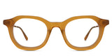 Osiri eyeglasses in the saffron variant - have a brushed texture on the front rim close to the lenses.