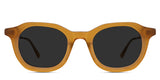 Osiri black tinted Standard Solid glasses in saffron variant - is a full-rimmed medium-sized frame with a high nose bridge and has a brushed texture on the front rim close to the lenses.