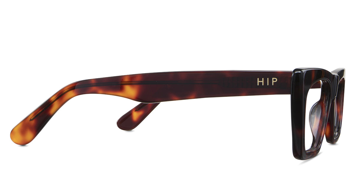 Ossana eyewear in the twilight variant - has a built-in nose bridge and a gold HIP imprint on both sides of the outside arm.