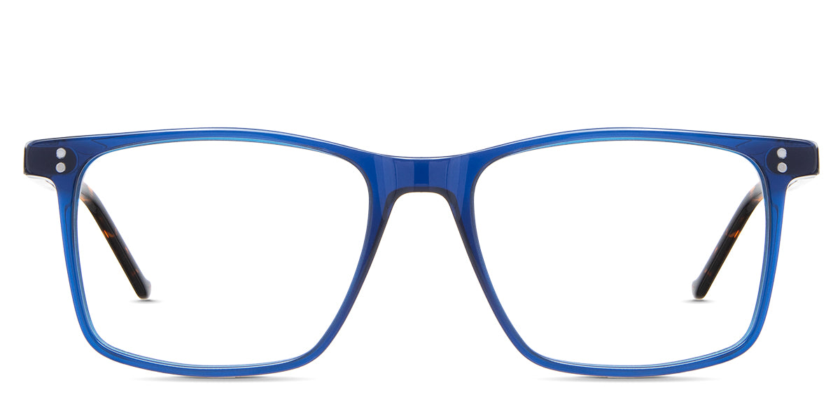 Patrick eyeglasses in the yale variant - it's a rectangular frame in color blue.