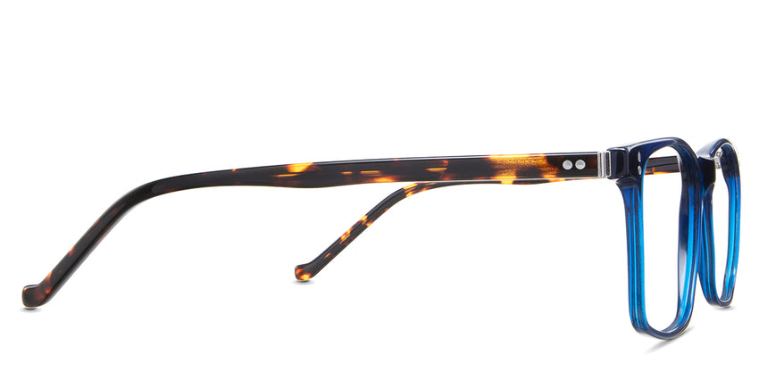 Patrick eyeglasses in the yale variant - have tortoise pattern temples.