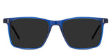Patrick black tinted Standard Solid sunglasses in the Yale variant - it's a rectangular frame with built-in nose pads.