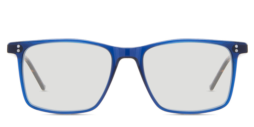 Patrick black tinted Standard Solid glasses in the Yale variant - it's a rectangular frame with built-in nose pads.