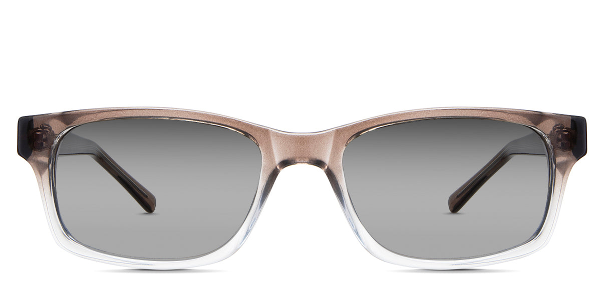 Paul black tinted Gradient sunglasses in the Agate variant - is a short rectangular frame with rectangular viewing lenses and a regular thick temple arm.