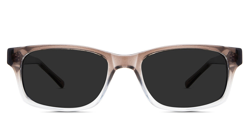 Paul black tinted Standard Solid sunglasses in the Agate variant - is a short rectangular frame with rectangular viewing lenses and a regular thick temple arm.