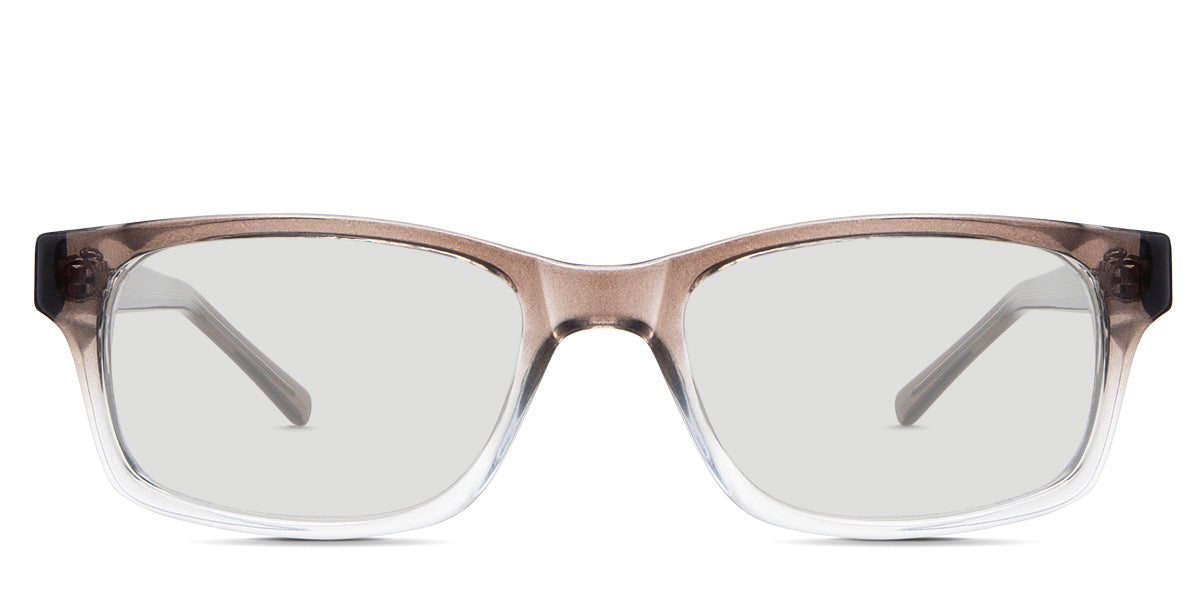 Paul black tinted Standard Solid glasses in the Agate variant - is a short rectangular frame with rectangular viewing lenses and a regular thick temple arm.
