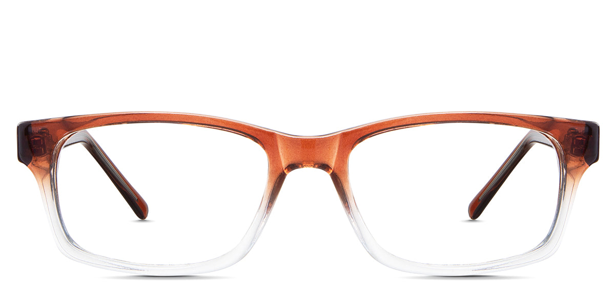 Paul eyeglasses in the agate variant - it is a rectangular shape frame with rectangular viewing lenses.