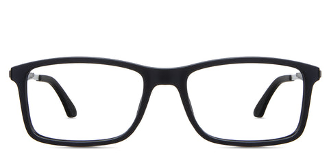 Perry eyeglasses in the tornado variant - it's a matte black rectangular shape frame.