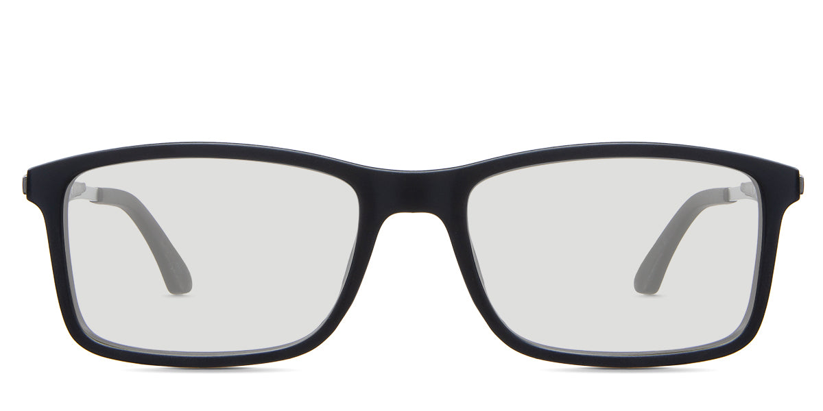 Perry black tinted Standard Solid in the Tornado variant - it's a rectangular shape frame with a narrow U-shaped nose bridge. 