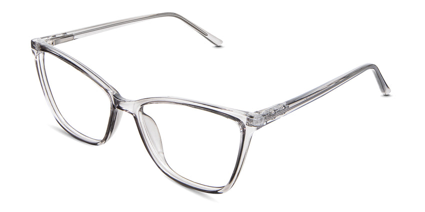 Petra eyeglasses in the chert variant - it's a thin, full-rimmed frame.